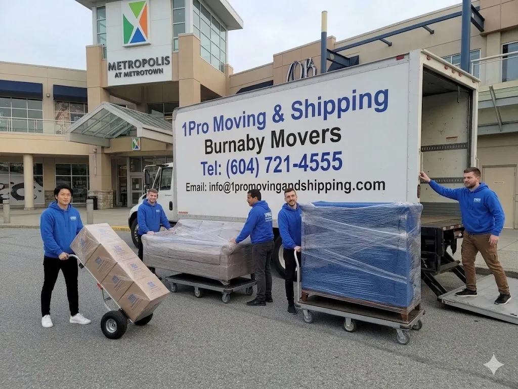 1Pro moving truck and crew on a job in Burnaby, BC