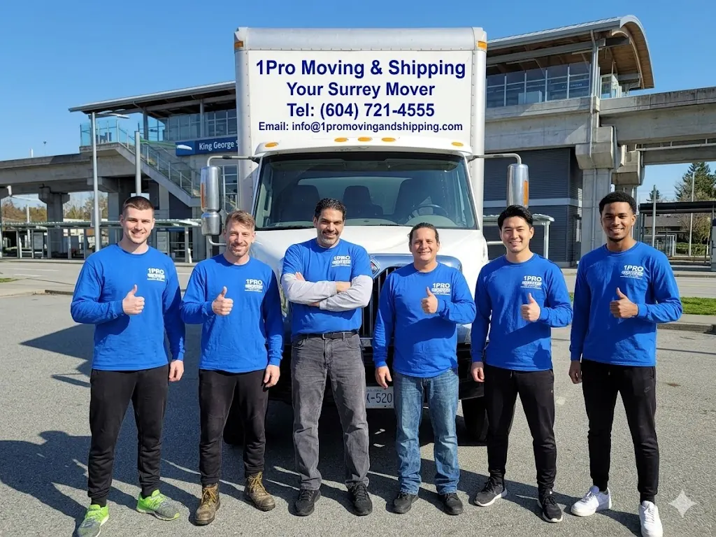 1Pro mover carrying boxes at a Surrey, BC home